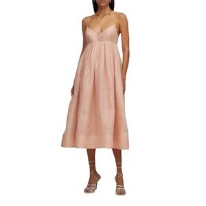 Zimmermann 8‎ Dancer Empire Waist Dress midi silk linen blend Balletcore event